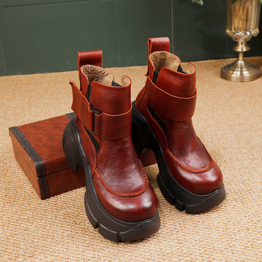 New style cowhide thick-soled high-heeled boots and genuine leather ankle boots 011