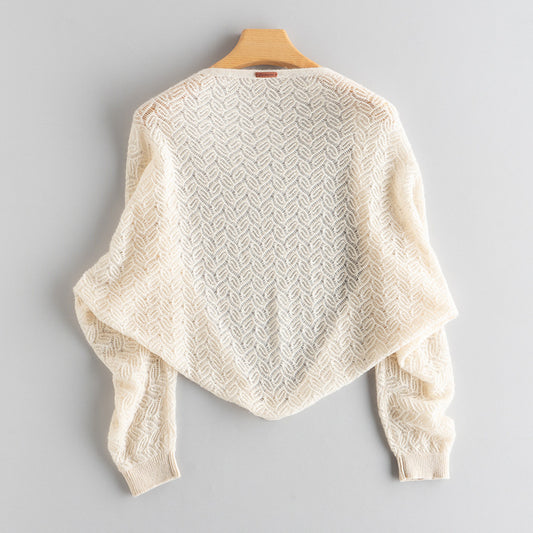 Small Shawl Pattern Hollowed-out Design Thin Knitted Outerwear 095