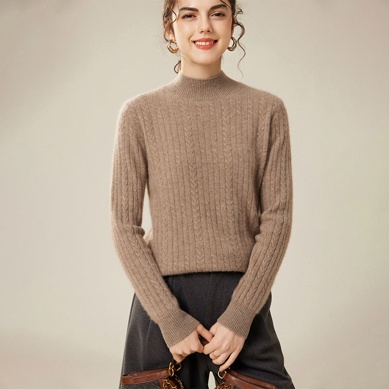 New Thickened Tweed Cashmere Sweater for Women, Loose and Large Size 093