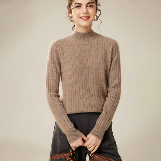 New Thickened Tweed Cashmere Sweater for Women, Loose and Large Size 093